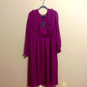 Eloquii Size 18 Pleated Power Midi Dress Magenta